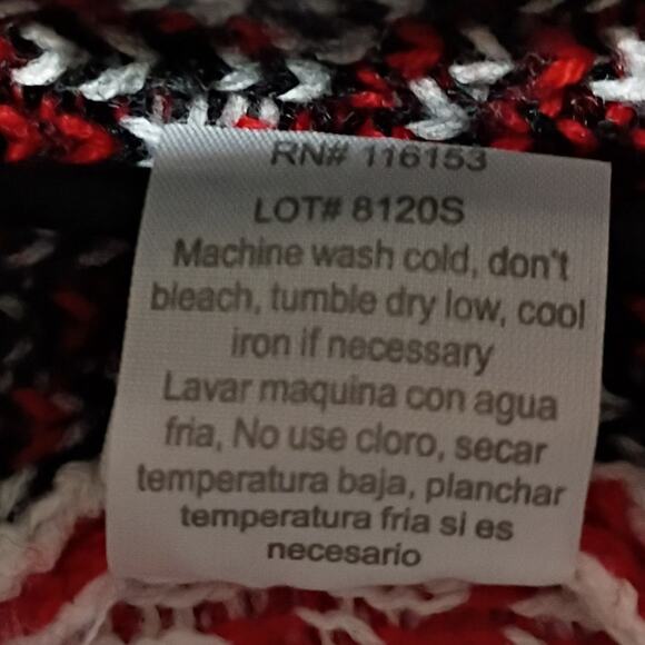 Ugly Christmas Sweater Med LAMA Santa PomPom Red Christmas Trees Snowflakes POOF - Picture 9 of 9